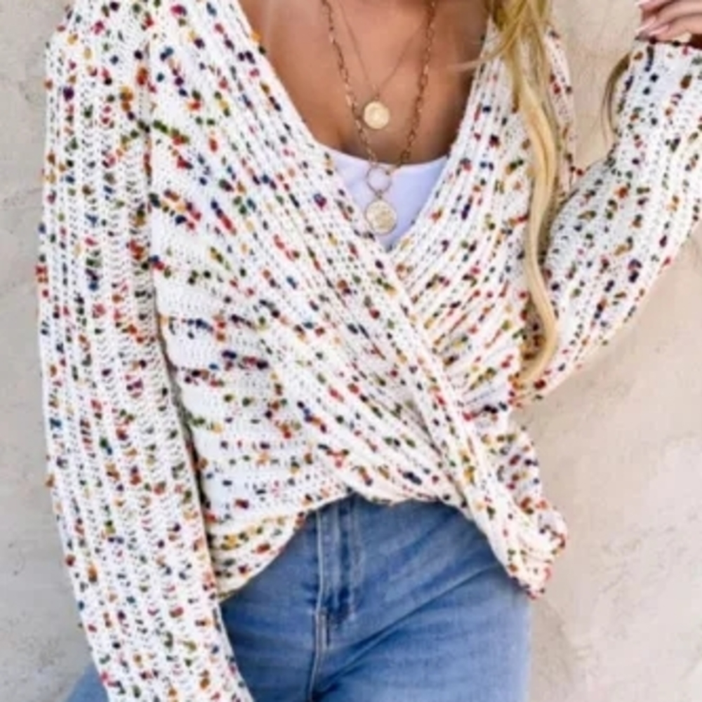 Confetti Sprinkles Twist Reversable Hi-Low Sweater